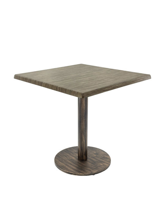 Masă Bar Pentru Spații Mici Exterioare Din Lemn Cu Ramă Metalică Vintage Bronz 80x80x74cm