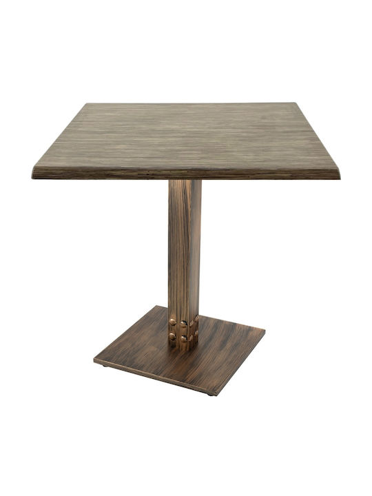 Masă Bar Pentru Spații Mici Exterioare Din Lemn Cu Ramă Metalică Vintage Bronz 80x80x74cm