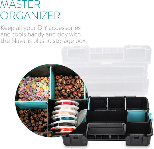 Set 3 Navaris Parts Organizers 31.5x22.5x6.6 Cm Adjustable Dividers Clips Black Plastic