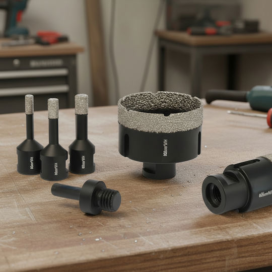 Set 5 Adaptoare Pentru Carote Diamantate Zola Dimensiuni Diferite 6 8 10 35 68 Mm M14 Oțel Mangan Mangan 13.000 Rpm Materiale Negre Dure