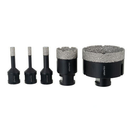 Set 5 Adaptoare Pentru Carote Diamantate Zola Dimensiuni Diferite 6 8 10 35 68 Mm M14 Oțel Mangan Mangan 13.000 Rpm Materiale Negre Dure