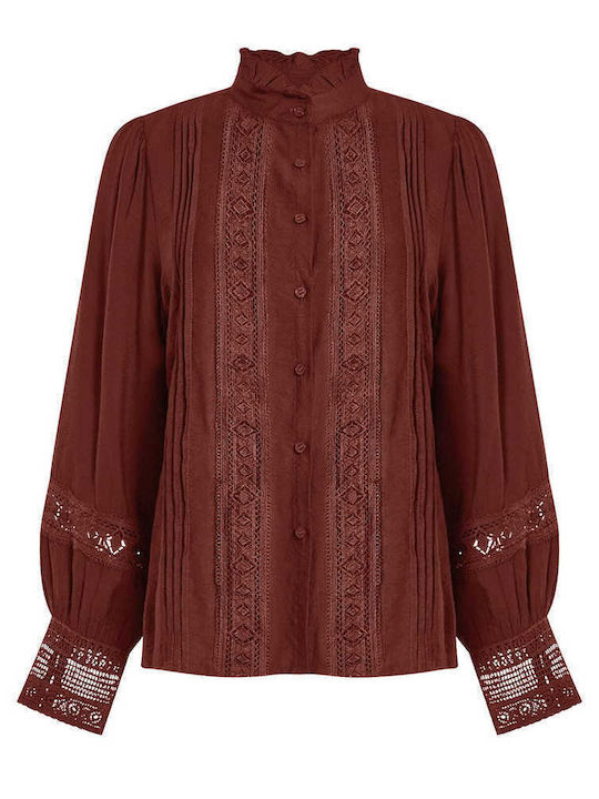 Celestino Cămașă De Damă Brodată Burgundy