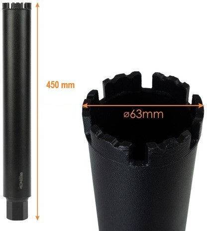 Burghie diamantată Găuritoare Tăiere uscată cu diametru între 12mm și 450mm pentru Beton și Gresie 1624gr