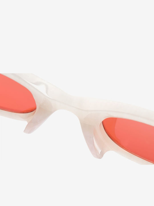 Projekt Produkt Men's Sunglasses with White Plastic Frame and Orange Lens 476356