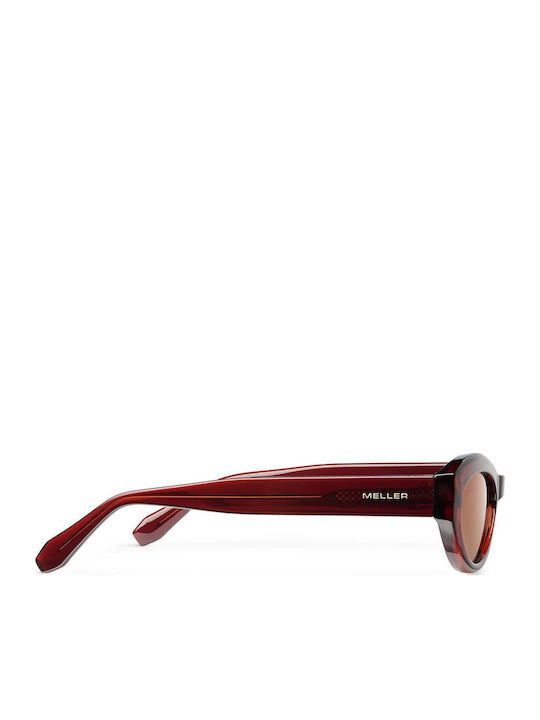 Meller Mara Male Sunglasses with Red Horn-Rimmed Frame and Red Polarized Lens MAR-MAROONGBROWN