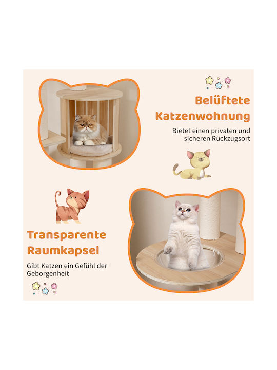 Costway Stâlp pentru zgâriat pisici Stâlpi Transparent 60x48x185cm
