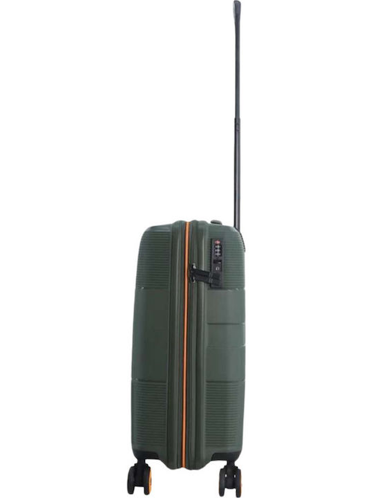 Discovery Cabin Hard Khaki Suitcase With 4 Wheels Height 55cm