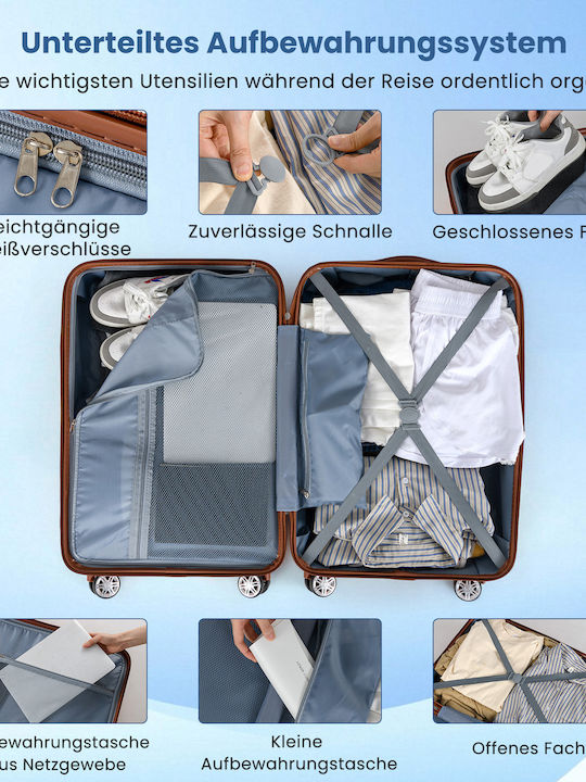Costway Travel Suitcases Hard White with 4 Wheels Set of 3 Pieces
