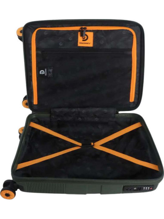 Discovery Cabin Hard Khaki Suitcase With 4 Wheels Height 55cm