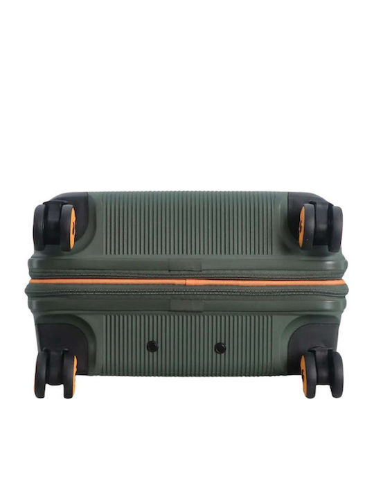 Discovery Cabin Hard Khaki Suitcase With 4 Wheels Height 55cm