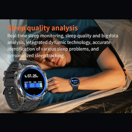 Microwear KC93 Smartwatch with Heart Rate Monitor (Black Silicone)