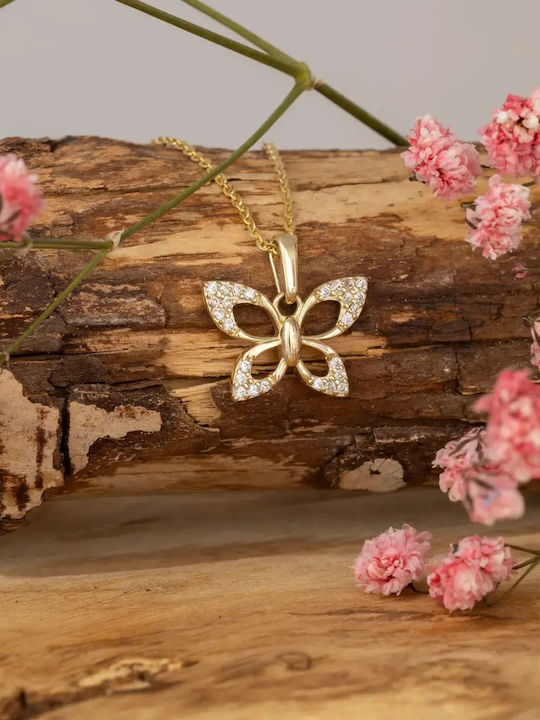 Charm Butterfly in 14K Gold with Zircon