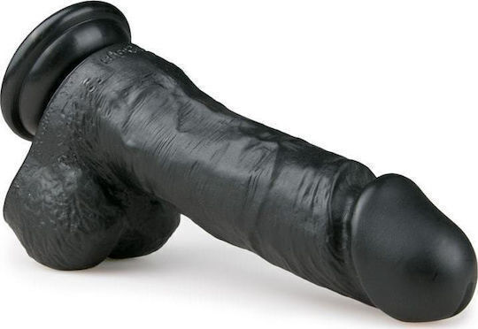APH Glass Dildo with Balls and Suction Cup Black 15cm