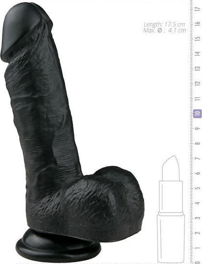 APH Realistic Dildo With Scrotum And Suction Cup Black 17.1cm