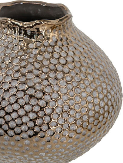 Artekko Διακοσμητικό Βάζο Κεραμικό Lidded Χρυσό Φ21xΥ21cm