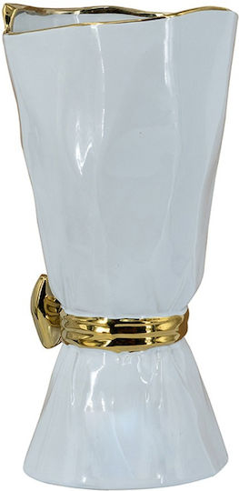 Artekko Βάζο Κεραμικό Glazed Λευκό Φ15.5xΥ30.7cm