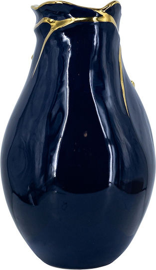 Artekko Διακοσμητικό Βάζο Κεραμικό Glazed Μπλε Φ20xΥ34.5cm