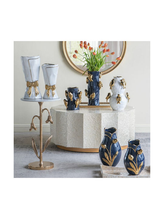 Artekko Decorative Vase Glazed Blue 19x19x28.5cm