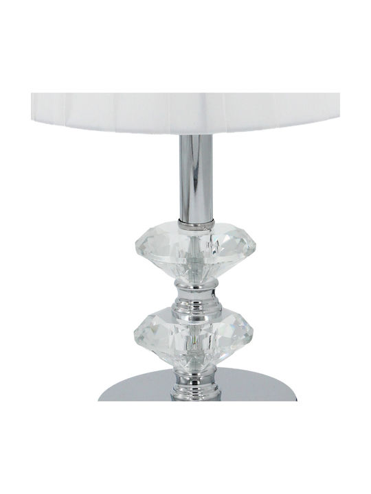 Keskor Metal Table Lamp for Socket E27 with White Shade and Silver Base