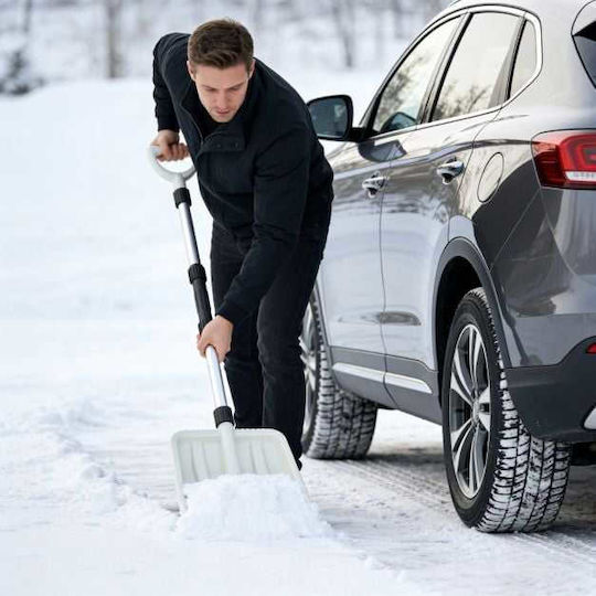 Costway Snow Shovel 26 cm Width Ergonomic Handle & Durable Aluminum Handle White 116.5 x 26 x 9.5 cm Np12971wh