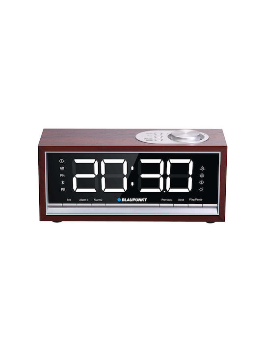Blaupunkt Tabletop Digital Clock LED Wooden With Alarm Clock & Radio Brown CR60BT