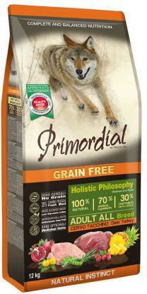 Primordial Adult Deer &Turkey 12kg Dry Food Grain-Free for Adult Dogs with Meat