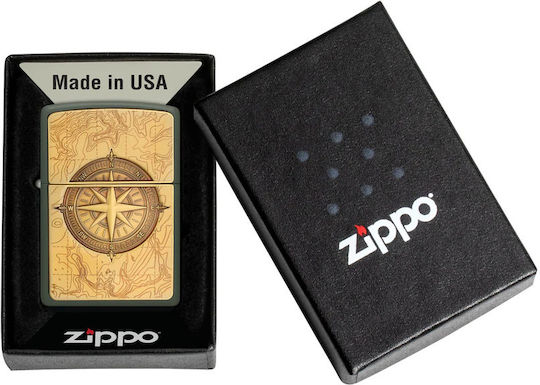 Zippo Compass Windproof Lighter Flame in Green Color
