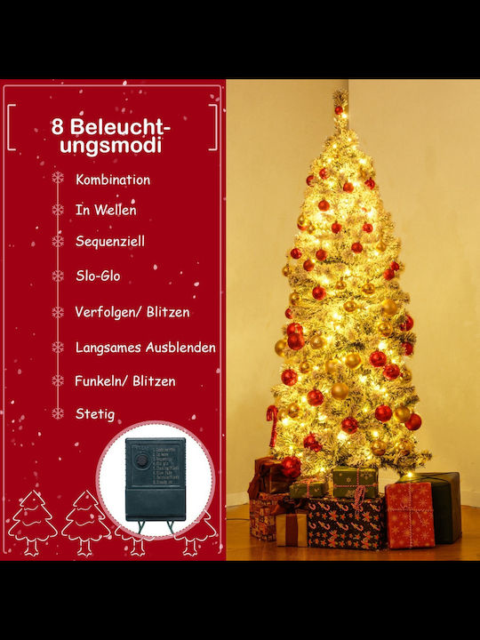 Weihnachtsbaum Schlank Beschneit 150cm mit LED-Beleuchtung Weiß