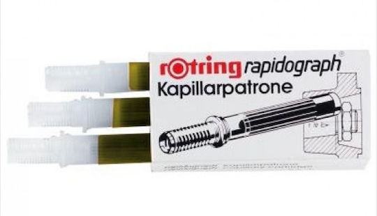 Rotring 3 Ανταλλακτικά Μελάνια για Ραπιδογράφο Κίτρινα