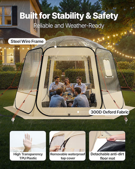 Vevor Winter Camping Tent Pop Up Transparent for 10 People 336x305x220cm