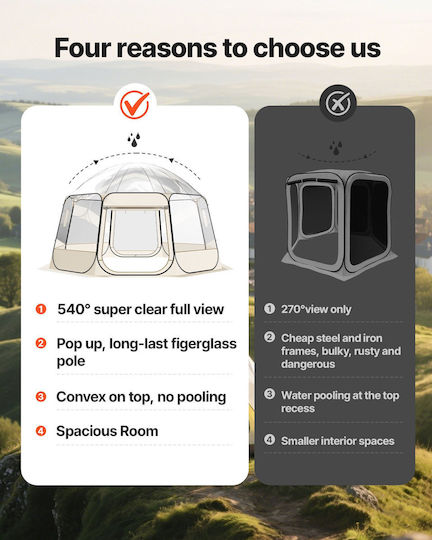 Vevor Winter Camping Tent Pop Up Transparent 458x432x230cm