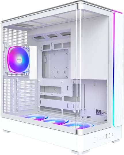Montech King 45 Pro Gaming Midi Tower Computer Case with Side Window White