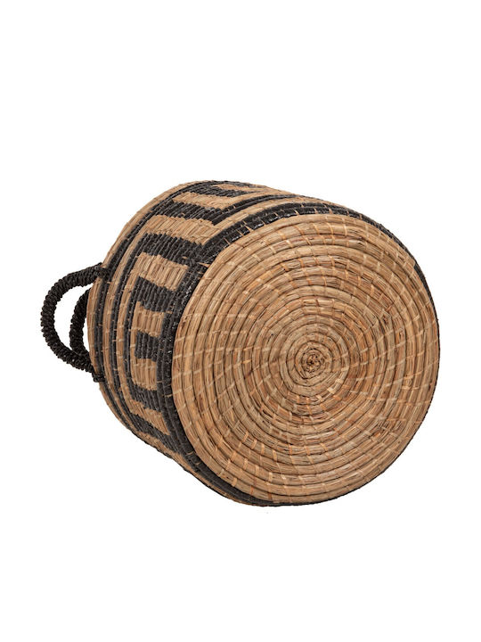 HomeMarkt Διακοσμητικό Καλάθι Ψάθινο Μαύρο 36x36x32εκ.
