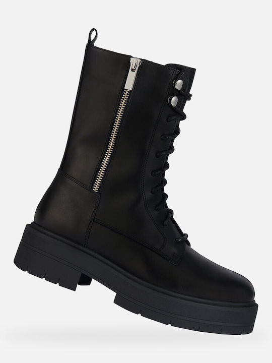 Spherica Leather Women's Ankle Boots with Medium Heel Black