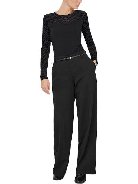 Damen Stoff Hose in Lockere Passform Black