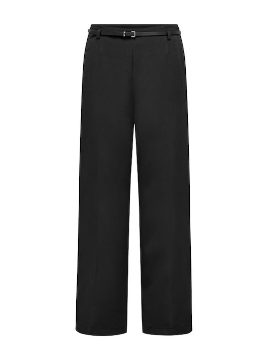 Damen Stoff Hose in Lockere Passform Black
