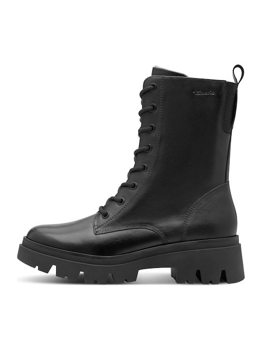 Leder Stiefeletten Damen Schwarz