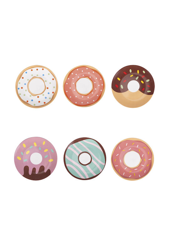 Villa D'Este Donuts Πιάτο Γλυκού από Πορσελάνη Πολύχρωμο 6τμχ