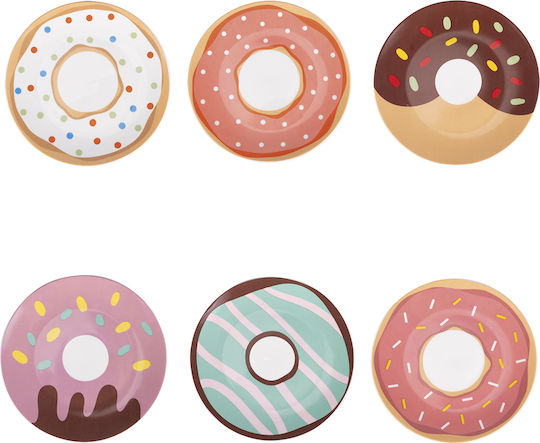 Villa D'Este Donuts Farfurie Deșert din Porțelan Multicolor 6buc