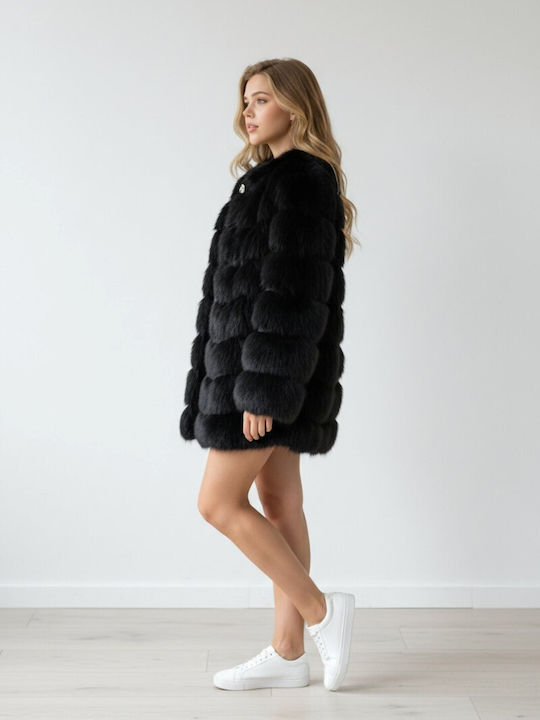Women's Short Fur Dark Royal Black