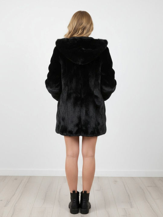 Women's Short Fur Dark Royal Black