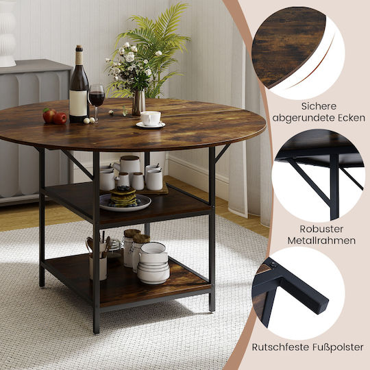 Round Bar Table Metal Brown 120x120x76cm