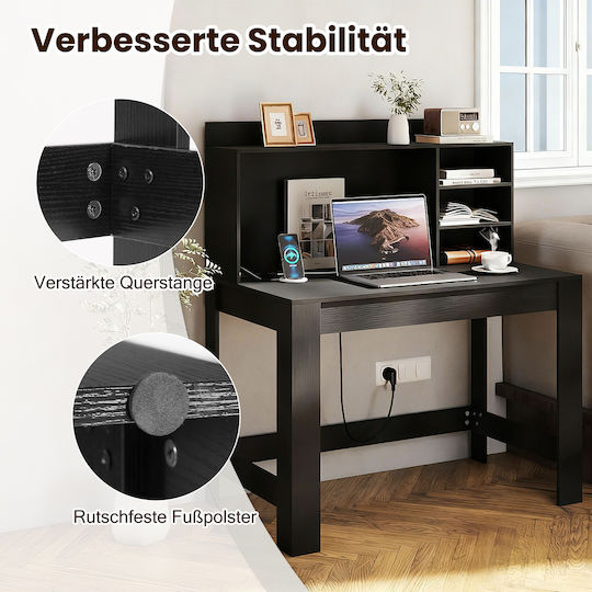 Desk Wooden Black with USB ports 108x60x125cm