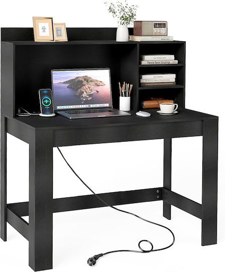Desk Wooden Black with USB ports 108x60x125cm