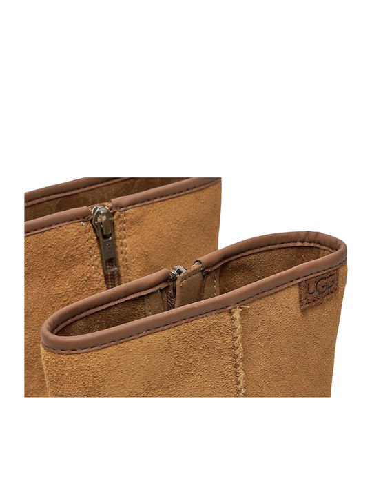 CityFunc Mid Leather Women's Ankle Boots Brown