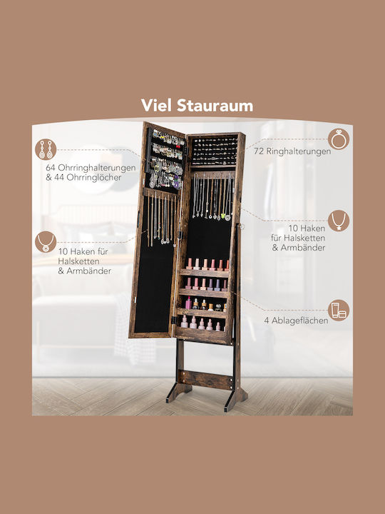 Costway Floor Mirror With Brown Wooden Frame