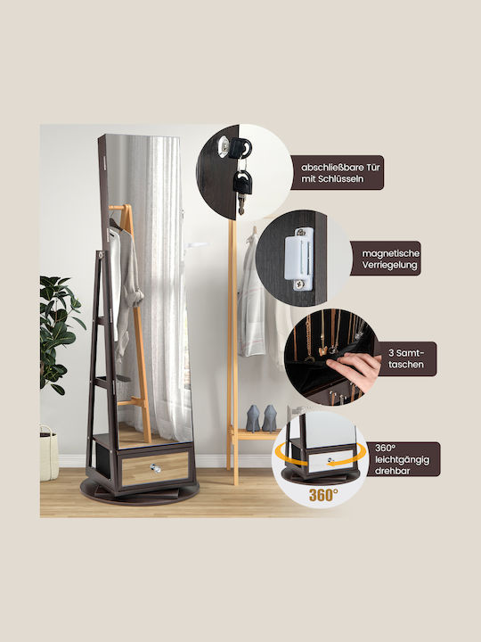 Costway Glas Schmuckkästchen mit Schublade und Spiegel Lila