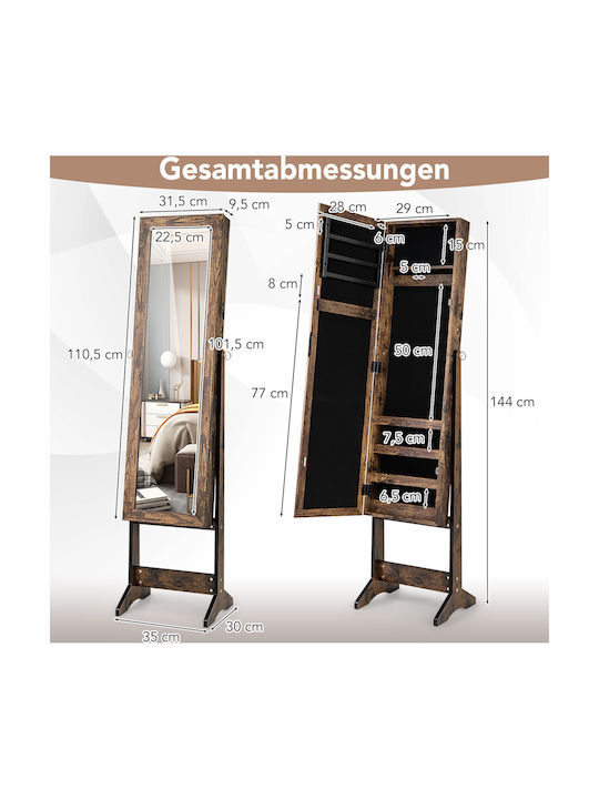 Costway Floor Mirror With Brown Wooden Frame