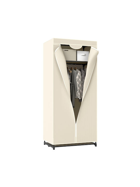 Costway Fabric Wardrobe with Zipper and Shelves in Beige Color 75x50x170cm