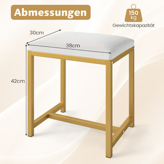Stool For Living Room Metallic White 42x38x30cm